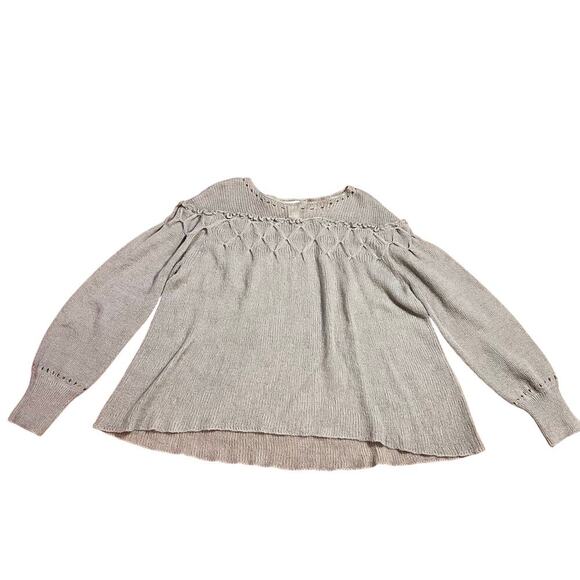 Sundance Sweater Women Size L Gray Ruffle Relaxed Lightweight Mohair Open Knit - Picture 1 of 5